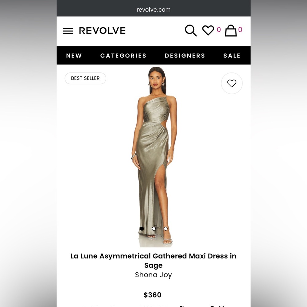 La Lune Asymmetrical Gathered Maxi Dress in Sage Shona Joy US2